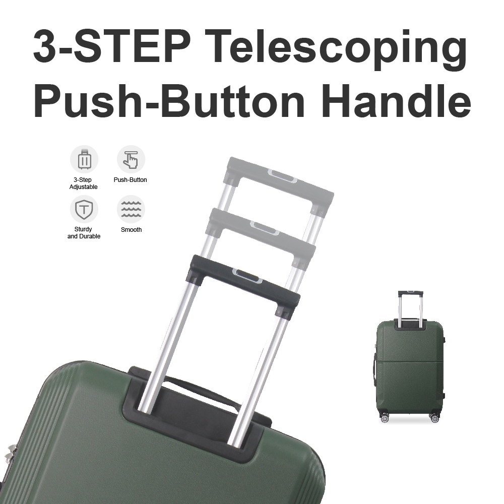 Green 3-Piece Premium ABS Luggage Set-20", 24", And 28" Suitcases With Multi-Position Handle, Silent Spinner Wheels, And TSA-Approved Lock-Durable, Stylish, And Spacious Travel Gear_voghion.com